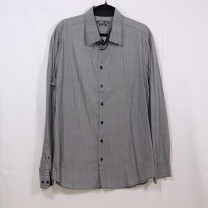 Celio Button Down Shirt XXL Gray‎ Mens Extra Slim Fit Geometric Casual